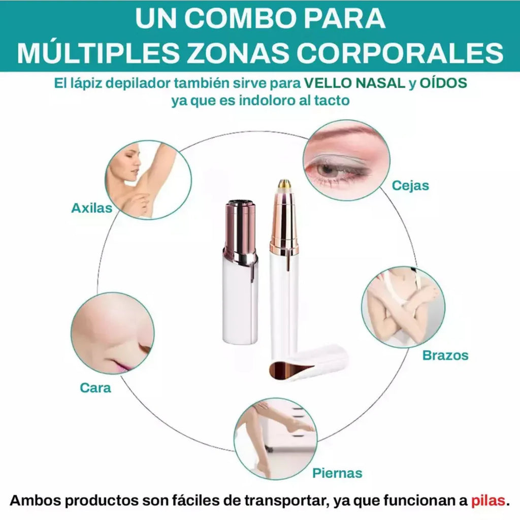 Combo LuxeGlow® 2x1 - Depiladora facial y de cejas